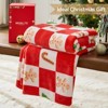 Christmas Throw Blanket – Red and White Checkered Holiday Blanket with Gingerbread Man, Candy Cane & Christmas Tree Pattern - 3 of 4