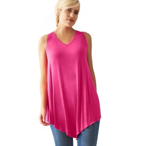 ellos Plus Size V-Neck Pointed Front Tank - 1 of 4