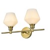 Elegant Lighting Gene 2 Light Satin Gold and Frosted White Glass Wall Sconce - 3 of 4