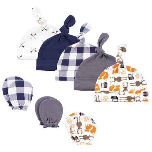 Hudson Baby Infant Boy Cotton Cap And Scratch Mitten Set, Forest, 0-6 ...