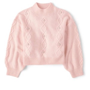 The Children's Place Girls Long Sleeve Faux Pearl Cable Knit Cropped Sweater - 1 of 4