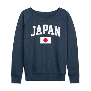 Women's - Instant Message - Japan Flag Lightweight French Terry Wide Neck Long Sleeve Graphic Shirt - 1 of 4