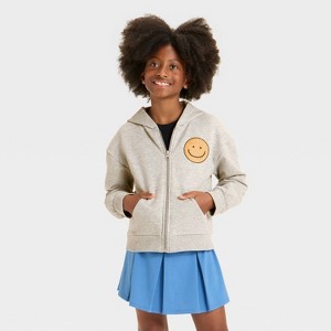 Girls' Zip-Up Fleece Hooded Sweatshirt - Cat & Jack™ - 1 of 4
