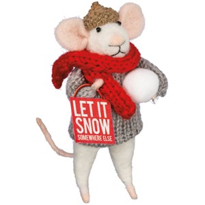 Primitives by Kathy Let It Snow Mouse Critter Somewhere Else Box Sign Mouse Home Decor - 1 of 1