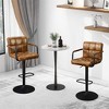 Furniliving Bar Stools Set of 2 with Back, Modern Square Faux Leather Stools with Armrest, Adjustable Height for Kitchen/Bar/Pub/Cafe - 3 of 4