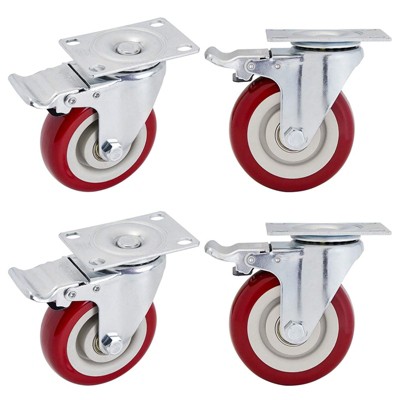 Stockroom Plus 4 Pack Swivel Caster Wheels with Brakes, Holds Up to 1200 Pounds (4 Inches)