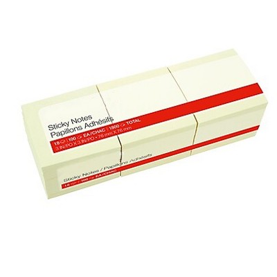 MyOfficeInnovations Stickies Recycled Notes Blank 3" x 3" Yellow 18 Pads/PK (S-33YR18) 860852