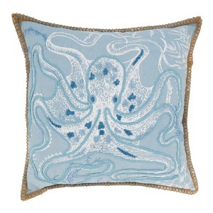 Saro Lifestyle Oceanic Octo-Hug Poly Filled Throw Pillow, Blue, 20"x20" - 1 of 3