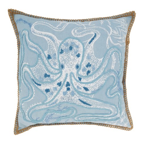 Saro Lifestyle Oceanic Octo-Hug Poly Filled Throw Pillow, Blue, 20"x20" - image 1 of 3