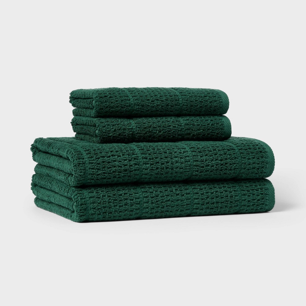 4pc value bathroom towel bundle set (2 bath + 2 hand) green solid - threshold™