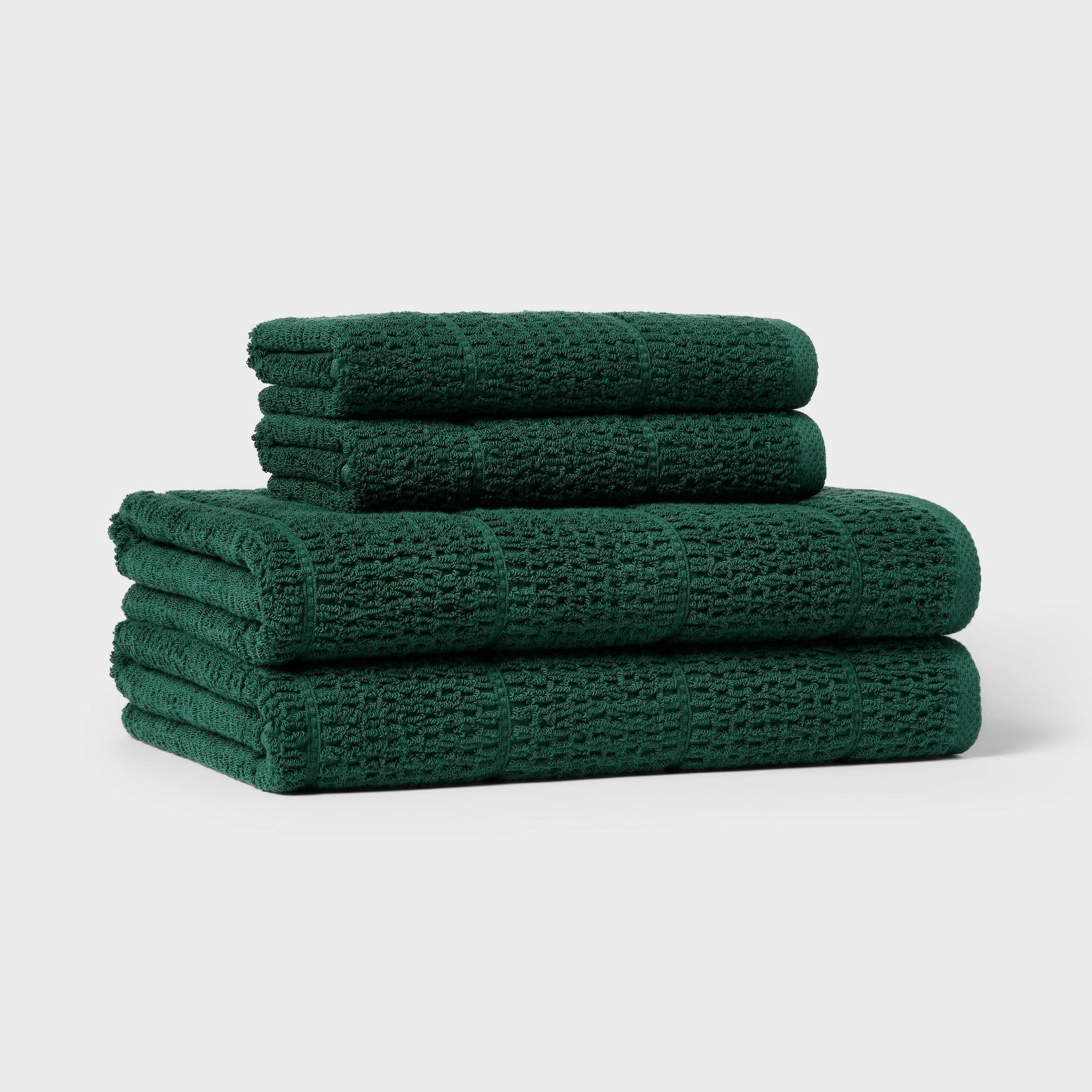 4pc Value Bathroom Towel Bundle Set (2 Bath + 2 Hand) Green Solid - Threshold™