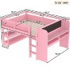 Twin/Full Loft Bed, Wood Low Loft Bed Frame with Storage Bookcases, Built-in Desk & Blackboard, No Box Spring Needed - ModernLuxe - 4 of 4