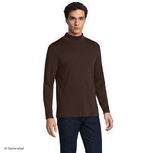Lands' End Men's Cotton Supima Mock Turtleneck - X Large - Rich