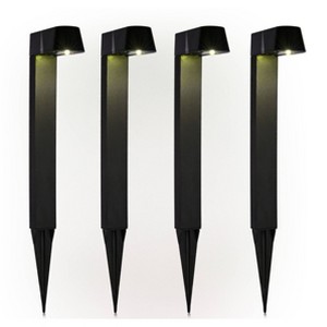 4pk Modern Solar LED Path Lights Black - Alpine Corporation - 1 of 4