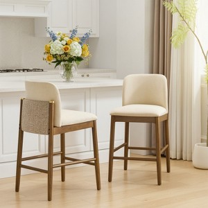 Christopher Knight Home Drea Modern Rubberwood Upholstered Counter Stools (Set of 2) - 1 of 4