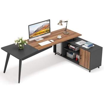 Triebsigns 78.7" L-Shaped Computer Desk Set, Large Executive Desk with File Cabinet