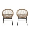 Okak 17" Sleek Wicker Rattan Patio Accent Chairs with Curved Back,Set of 2,Ergonomics Outdoor Leisure Chair for Porch,Garden&Backyard,400lbs Max - 2 of 4