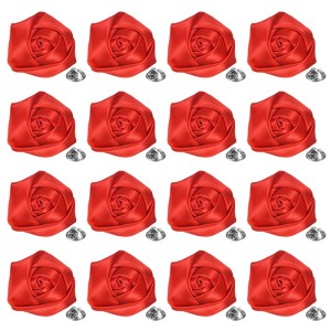 Unique Bargains Handmade Men Suits Formal Boutonnieres Wedding Corsage Lapel Pin Flower Brooch Butterfly Buckle 16 Pcs Red - 1 of 4