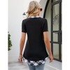 YESFASHION Women's Short Sleeve Contrast Collared Shirts Patchwork Work Blouse Tunics Tops - 3 of 4