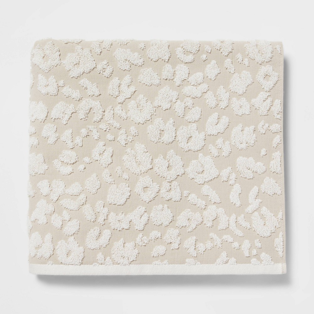 Performance Plus Bath Towel Cream Leopard - Threshold™: Heavyweight Cotton, Jacquard Terry, OEKO-TEX Certified