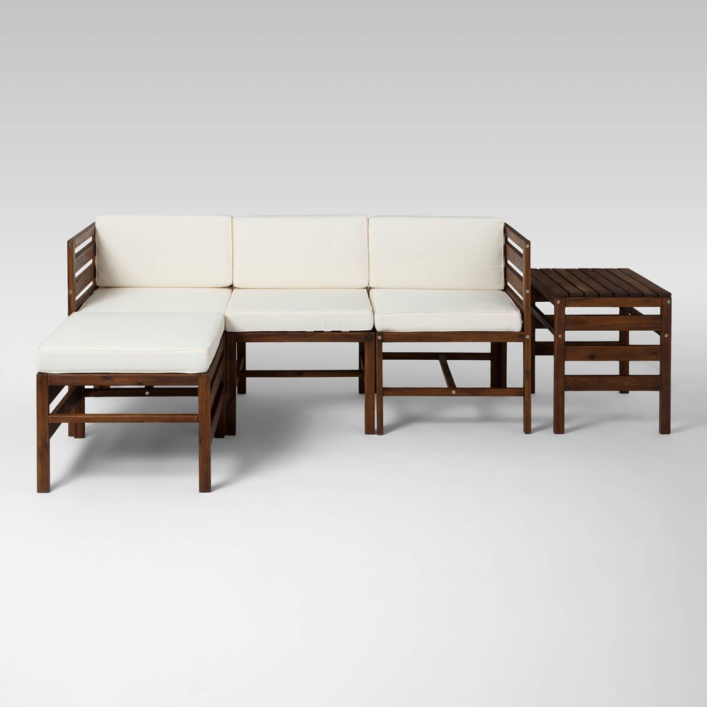 5pc Modular Acacia Sectional Dark Brown Saracina Home