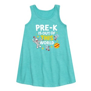 - Dr. Seuss - Pre-K Out Of This World Cat in the Hat Graphic Sleeveless Aline Dress - 1 of 4