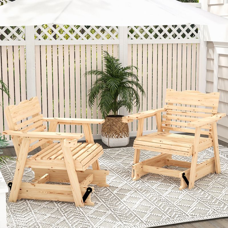 Costway Patio Outdoor Wood Slat Rocking Chair Porch Rocker Curved Seat 330 Lbs, 4 of 10
