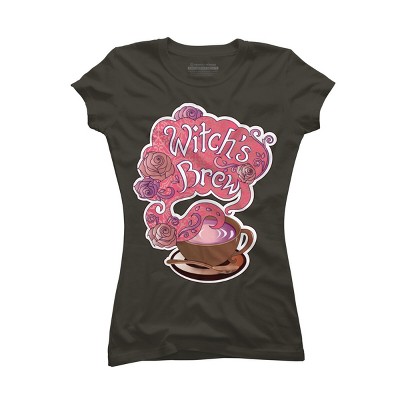 Junior's Design By Humans Witch's Brew Cup of Coffee Pretty Halloween Concoction Shirt By TronicTees T-Shirt