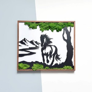 Gulches Horse Moss Metal Wall Art - Exquisite Eco-Friendly Decor for Nature Lovers - 1 of 4