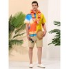 Lars Amadeus Men's Hawaiian Button Down Short Sleeve Chest Pocket Patchwork Rainbow Shirts - 3 of 4