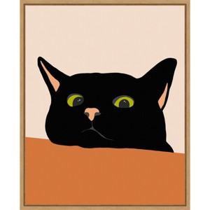 Amanti Art the Curious Cat by Uma Gokhale Framed Canvas Wall Art - 1 of 4
