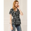 Allegra K Women's Peplum Wrap V Neck Drawstring Waist Plaid Short Sleeve Top - 4 of 4