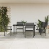 vidaXL Patio Dining Set Outdoor Table and Chair Black Steel and Textilene - 63" Table Length 4 Items - 2 of 4