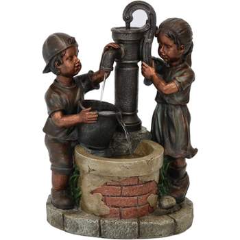 Sunnydaze 24"H Electric Polyresin Jack and Jill at Farmhouse Pump and Well Outdoor Water Fountain
