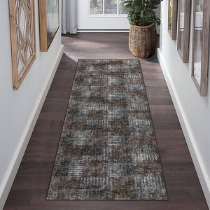 Area Rug Geometric Checkered Accent Rugs for Living Room, Bedroom, Non-Slip Low Pile Modern Abstract Rug - 1 of 4