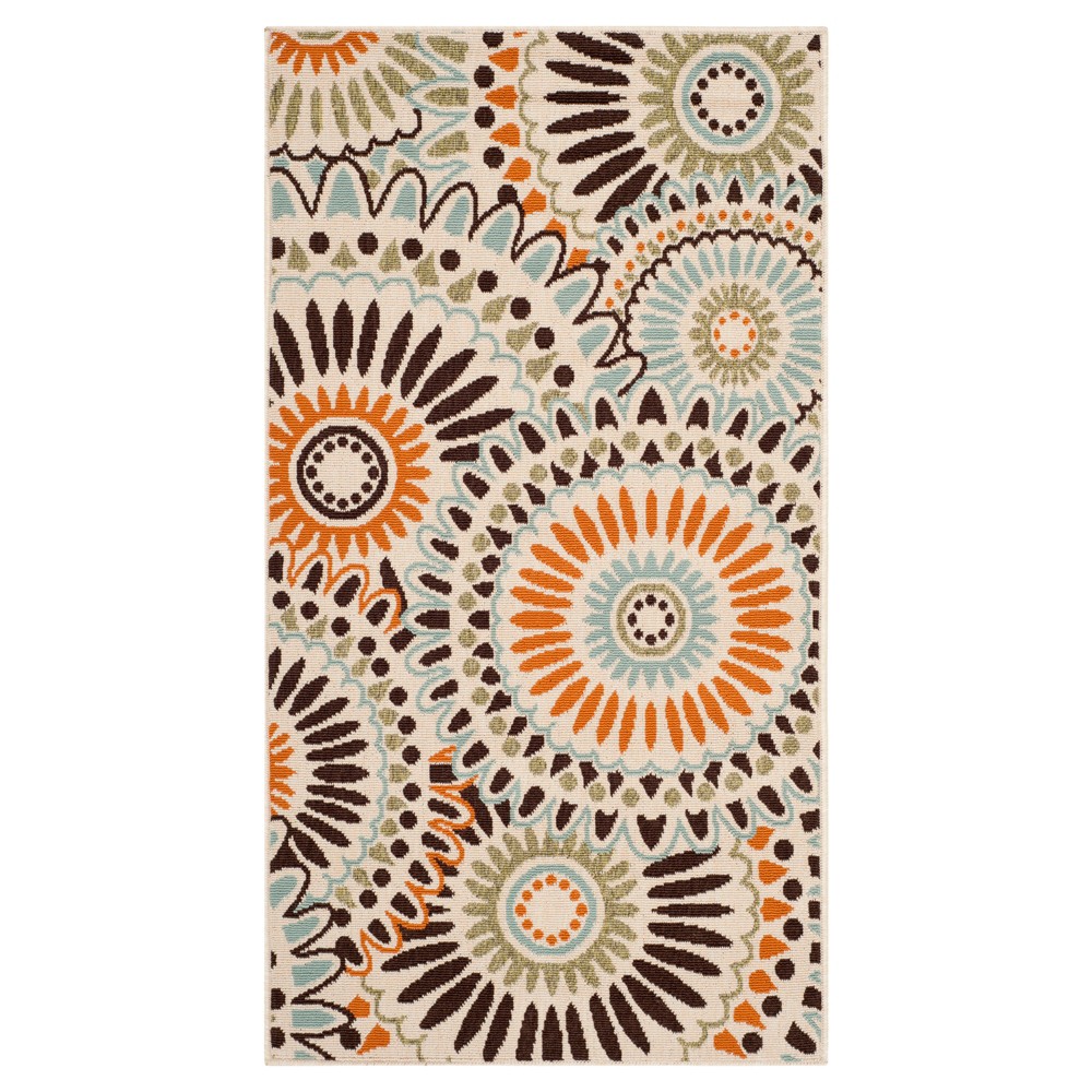 2'7inx5' Plymouth Accent Rug Cream/Chocolate - Safavieh