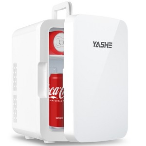 YASHE 10L Mini Fridge – Skincare & Drink Cooler/Warmer, Thermoelectric, 110V/12V, Compact for Bedroom, Office, Car, 12 Cans, White - 1 of 4