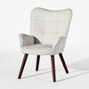 FurnitureR Tufted Wingback Accent Chair for Bedroom/Lounge, Leisure Armchairs High Back Ergonomic, Fabric Upholstered Living Room Chair Beige/Walnut - 4 of 4