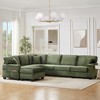 Whisen Corduroy Sectional Sofa with a Movable Ottoman and Side Storage Pockets - 2 of 4