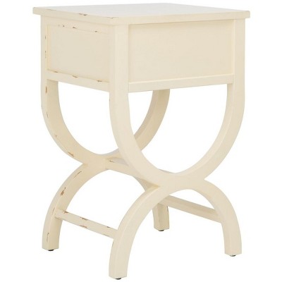 Vintage Cream Transitional Poplar End Table with Zinc Knob