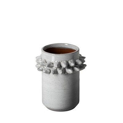 HomeRoots 7" Gray Abstract Cylinder Ceramic Table Vase