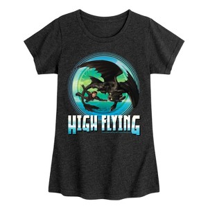 Girls' - How to Train Your Dragon - Hiccup Toothless High Flying Fitted Short Sleeve Graphic T-Shirt - 1 of 4