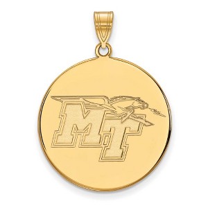 Black Bow Jewelry 14k Yellow Gold Plated Sterling Silver Middle Tennessee State Blue Raiders NCAA Extra Large Pendant - 1 of 3