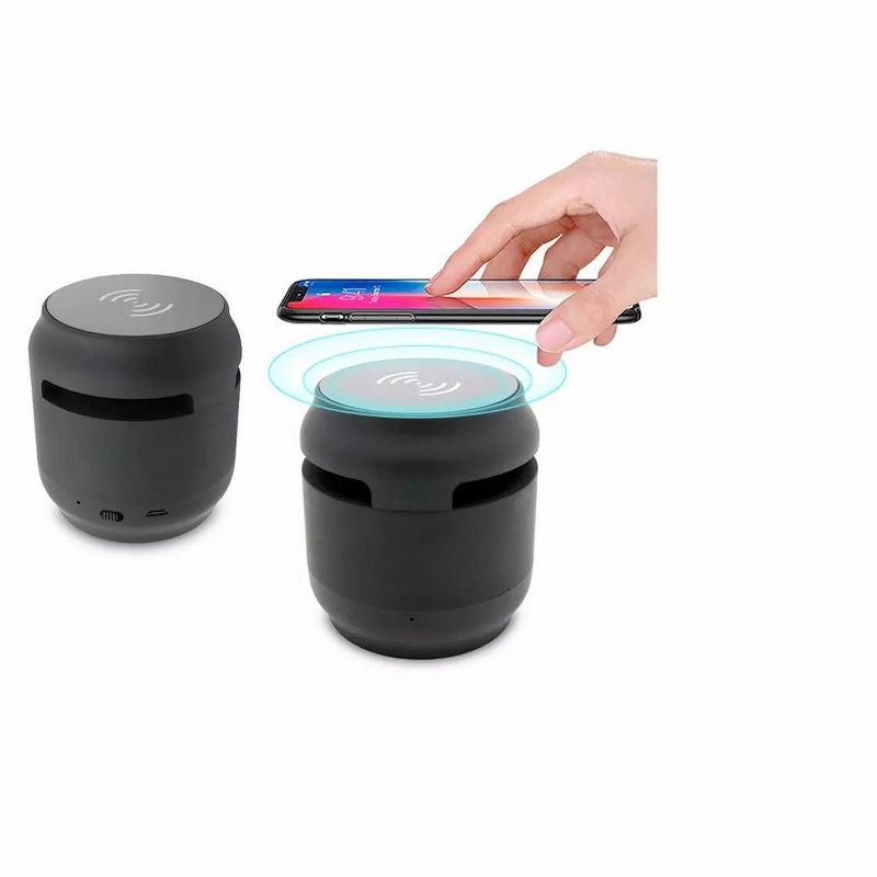 Link Mini 2 in 1 Mini Bluetooth Speaker With 5W Fast Wireless Charging Pad Station Compatible for iPhone & Samsung - Black, 3 of 5