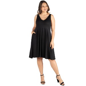 Plus Size Sleeveless Midi Fit and Flare Pocket Dress - 24seven Comfort Apparel™ - 1 of 4