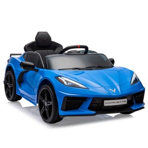 12V Kids Ride On Car, Sports Licensed Corvette Electric Car Toy for Toddles, with Remote Control, Visual Dashboard, LED Lights, Music, for Kids 3-10 - 1 of 4