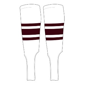 MK Socks Traditional Baseball Stirrups Pattern B-7 White, Maroon - 1 of 2