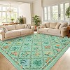 Washable Modern Floral Rug - Non-Slip Lightweight Thin Carpet, Non-Shedding Soft Low Pile Floor Cover for Bedroom Living Room - 3 of 4