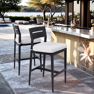 Outdoor Bar Stools Set of 2, Aluminum Counter Height Bar Stools, Armless Patio Bar Chair for Kitchen Garden Pool Lawn Backyard, 250 Lbs Max Load - 1 of 4