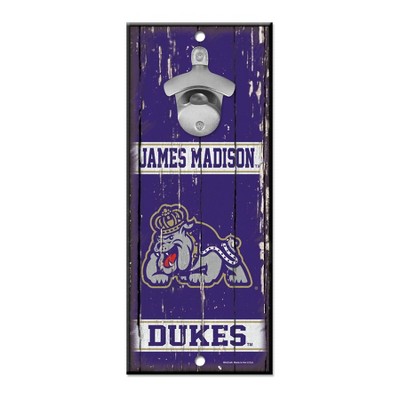 NCAA James Madison Dukes 11"x5" Bottle Opener Wood Sign